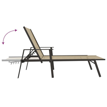 vidaXL Sun Lounger | Cream | Steel, Textilene | 191 x 61 x 97.5 cm