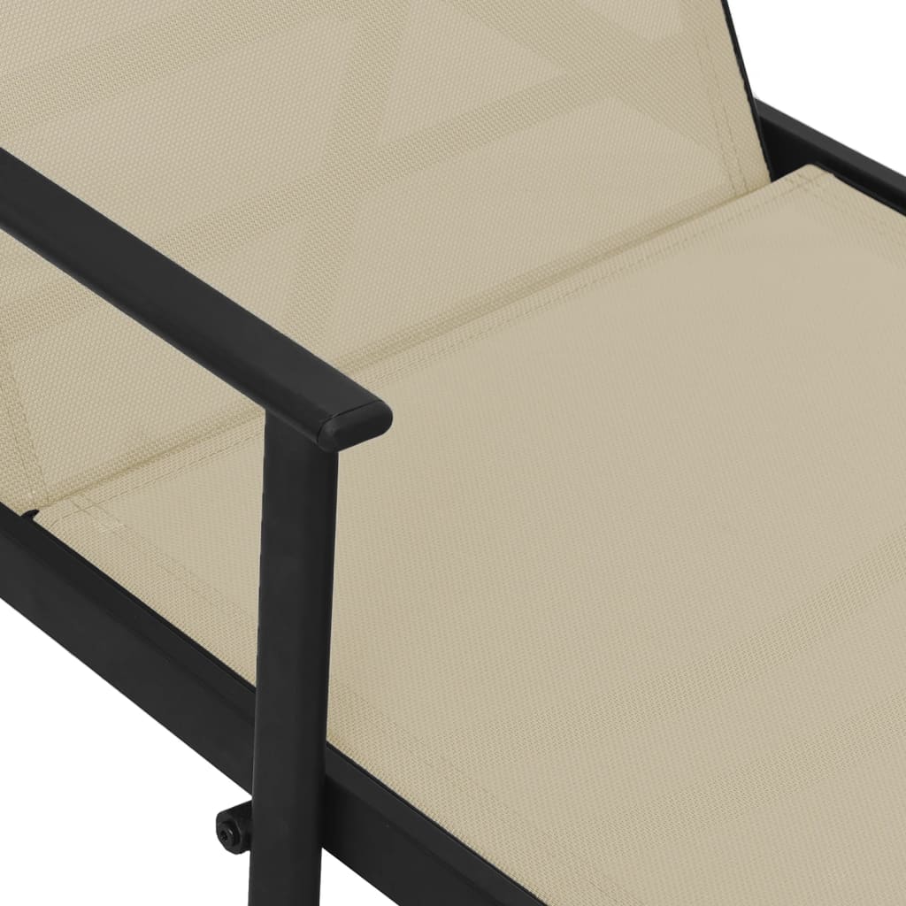vidaXL Sun Lounger | Cream | Steel, Textilene | 191 x 61 x 97.5 cm