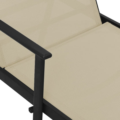 vidaXL Sun Lounger | Cream | Steel, Textilene | 191 x 61 x 97.5 cm
