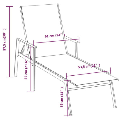 vidaXL Sun Lounger | Cream | Steel, Textilene | 191 x 61 x 97.5 cm