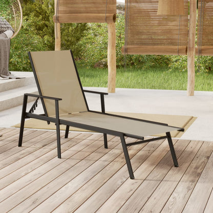 vidaXL Sun Lounger | Cream | Steel, Textilene | 191 x 61 x 97.5 cm