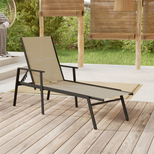 vidaXL Sun Lounger | Cream | Steel, Textilene | 191 x 61 x 97.5 cm