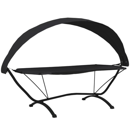 vidaXL Outdoor Lounge Bed with Canopy Black Steel and Oxford Fabric