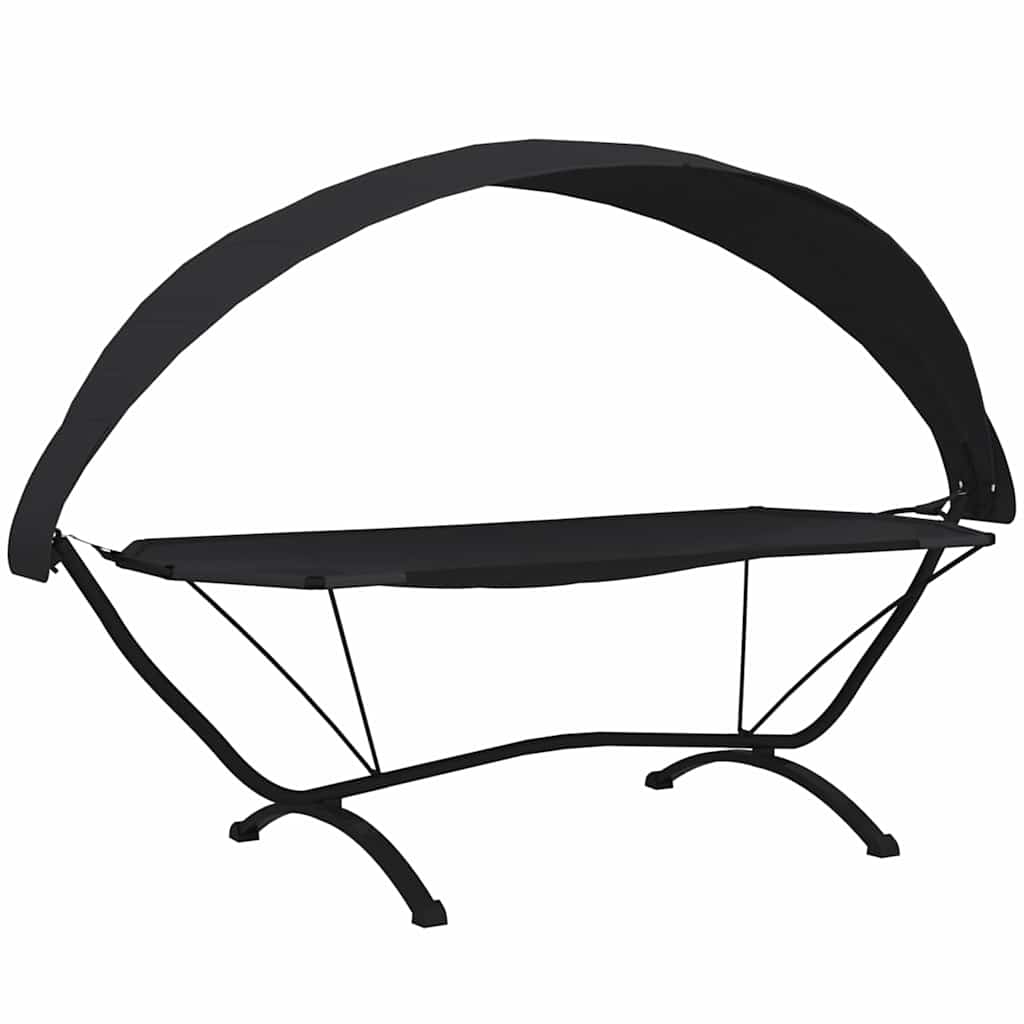 vidaXL Outdoor Lounge Bed with Canopy Black Steel and Oxford Fabric