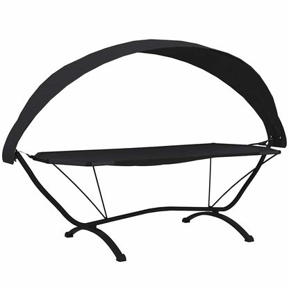 vidaXL Outdoor Lounge Bed with Canopy Black Steel and Oxford Fabric