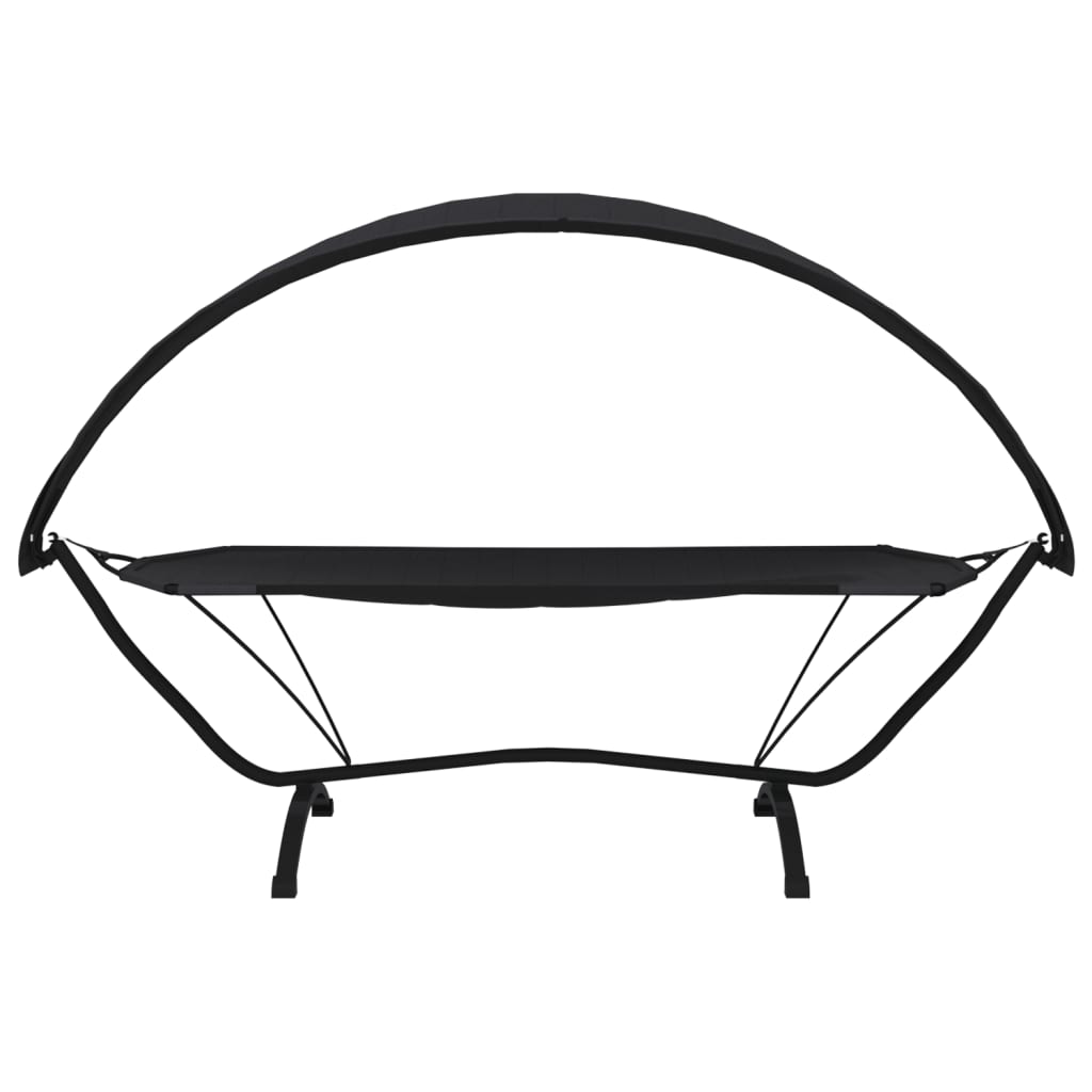 vidaXL Outdoor Lounge Bed with Canopy Black Steel and Oxford Fabric