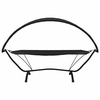 vidaXL Outdoor Lounge Bed with Canopy Black Steel and Oxford Fabric