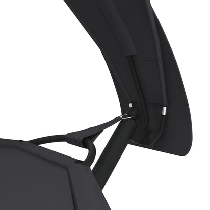 vidaXL Outdoor Lounge Bed with Canopy Black Steel and Oxford Fabric