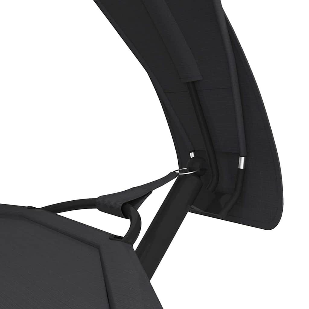 vidaXL Outdoor Lounge Bed with Canopy Black Steel and Oxford Fabric