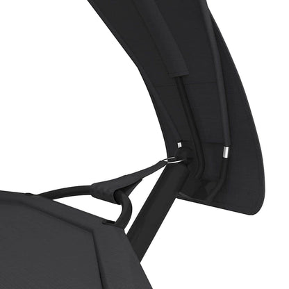 vidaXL Outdoor Lounge Bed with Canopy Black Steel and Oxford Fabric