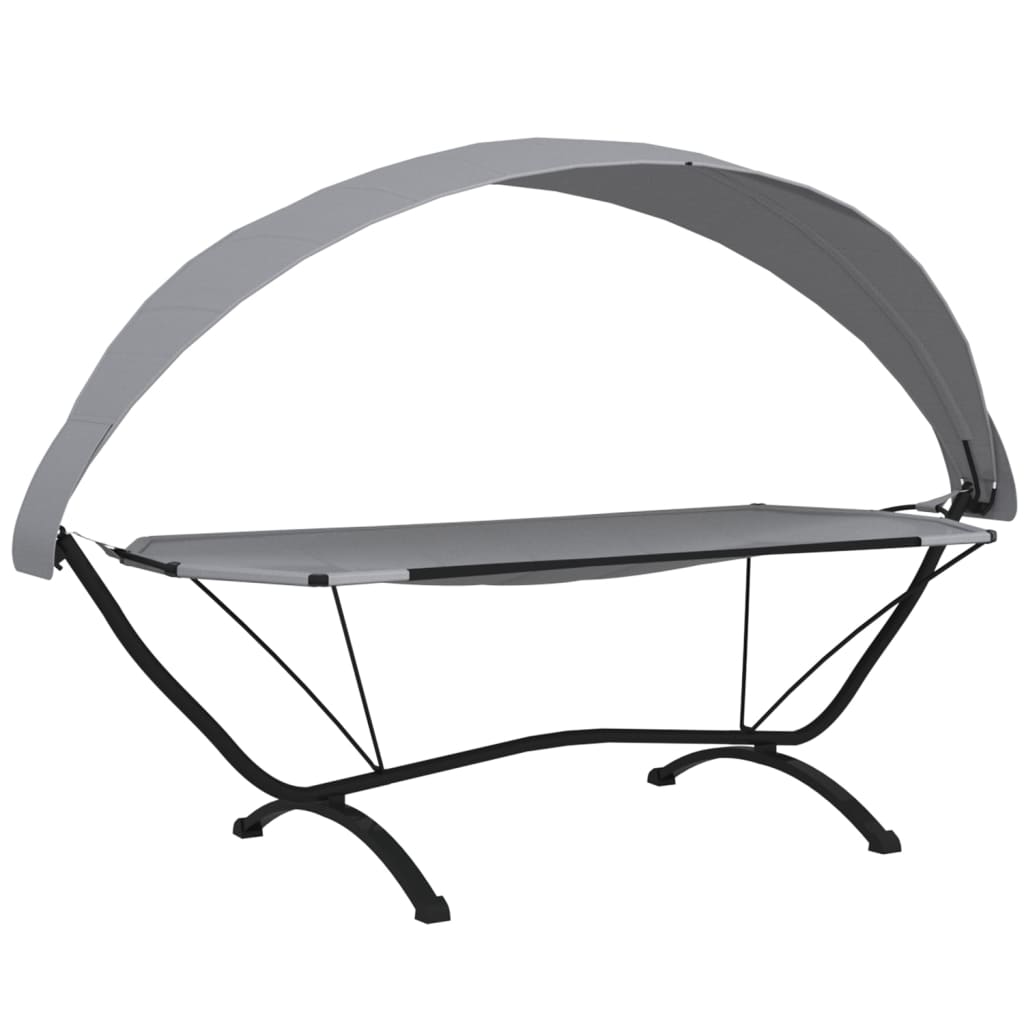 vidaXL Outdoor Lounge Bed with Canopy Grey Steel and Oxford Fabric