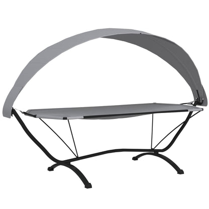 vidaXL Outdoor Lounge Bed with Canopy Grey Steel and Oxford Fabric