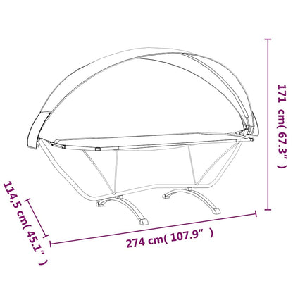 vidaXL Outdoor Lounge Bed with Canopy Cream Steel and Oxford Fabric