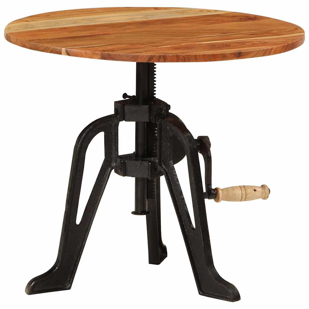 vidaXL Side Table 60x cm Solid Wood Acacia and Cast Iron