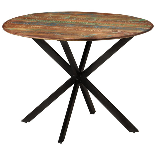 vidaXL Dining Table Ø110x78 cm Solid Wood Reclaimed and Steel