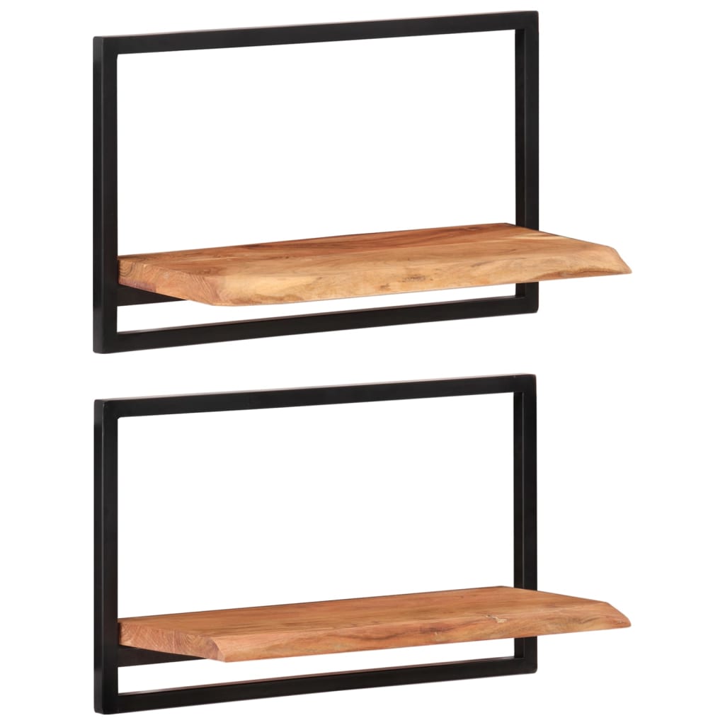 vidaXL Wall Shelves 2 pcs 60x25x35 cm Solid Wood Acacia and Steel