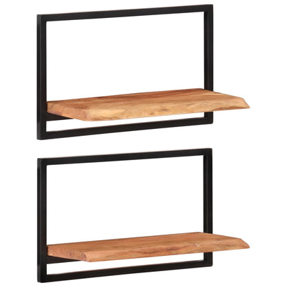 vidaXL Wall Shelves 2 pcs 60x25x35 cm Solid Wood Acacia and Steel