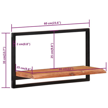 vidaXL Wall Shelves 2 pcs 60x25x35 cm Solid Wood Acacia and Steel