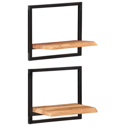 vidaXL Wall Shelves 2 pcs 40x24x35 cm Solid Wood Acacia and Steel