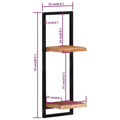 vidaXL Wall Shelves 2 pcs 25x25x75 cm Solid Wood Acacia and Steel