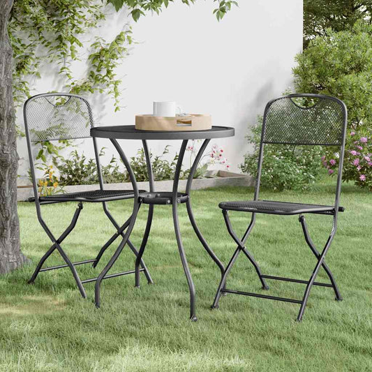 vidaXL Folding Chairs 2 pcs Expanded Metal Mesh Anthracite