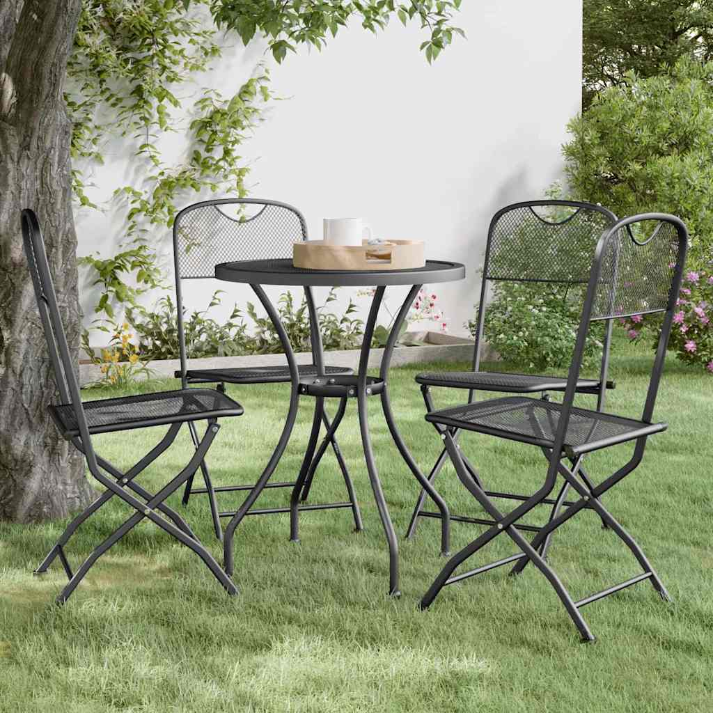 vidaXL Folding Chairs 4 pcs Expanded Metal Mesh Anthracite
