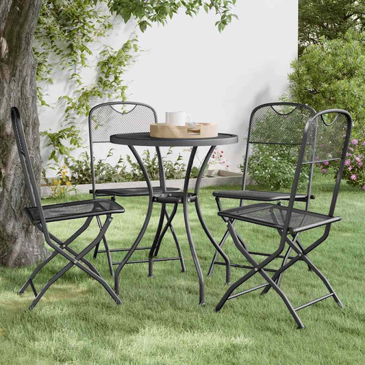 vidaXL Folding Chairs 4 pcs Expanded Metal Mesh Anthracite