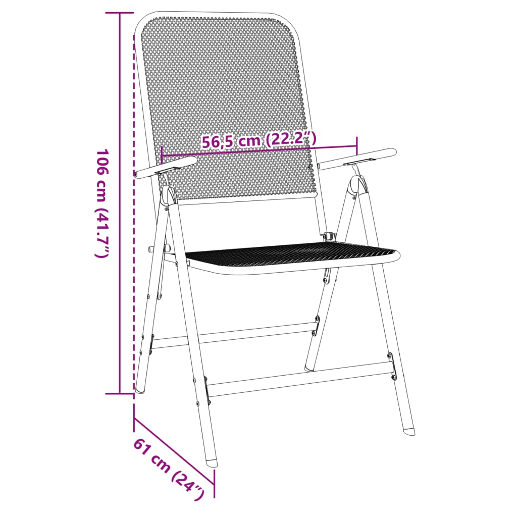 vidaXL Folding Garden Chair | Set of 4 | Anthracite