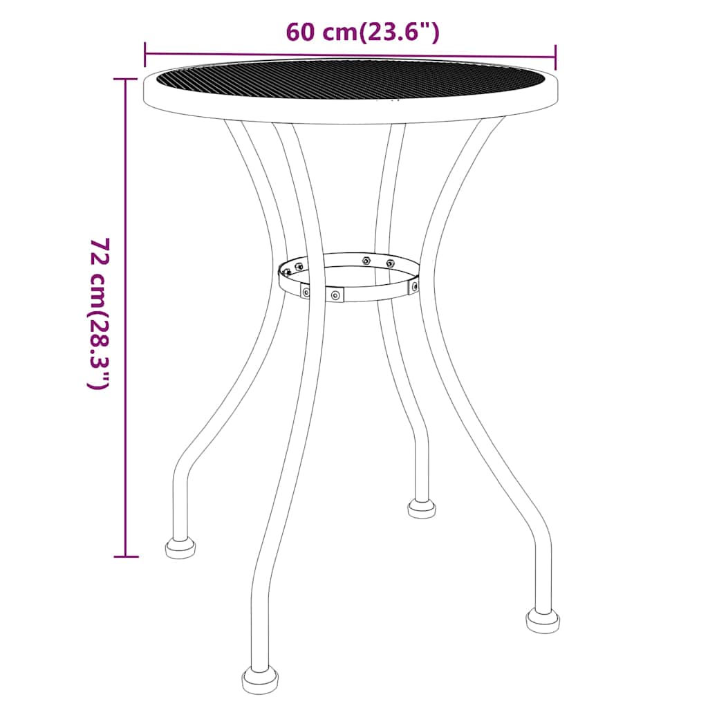 vidaXL Garden Table Ø60x72 cm Expanded Metal Mesh Anthracite