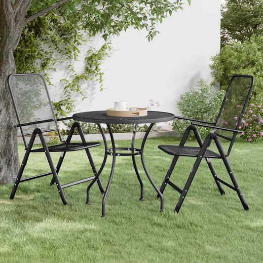 vidaXL Garden Table Ø80x72 cm Expanded Metal Mesh Anthracite