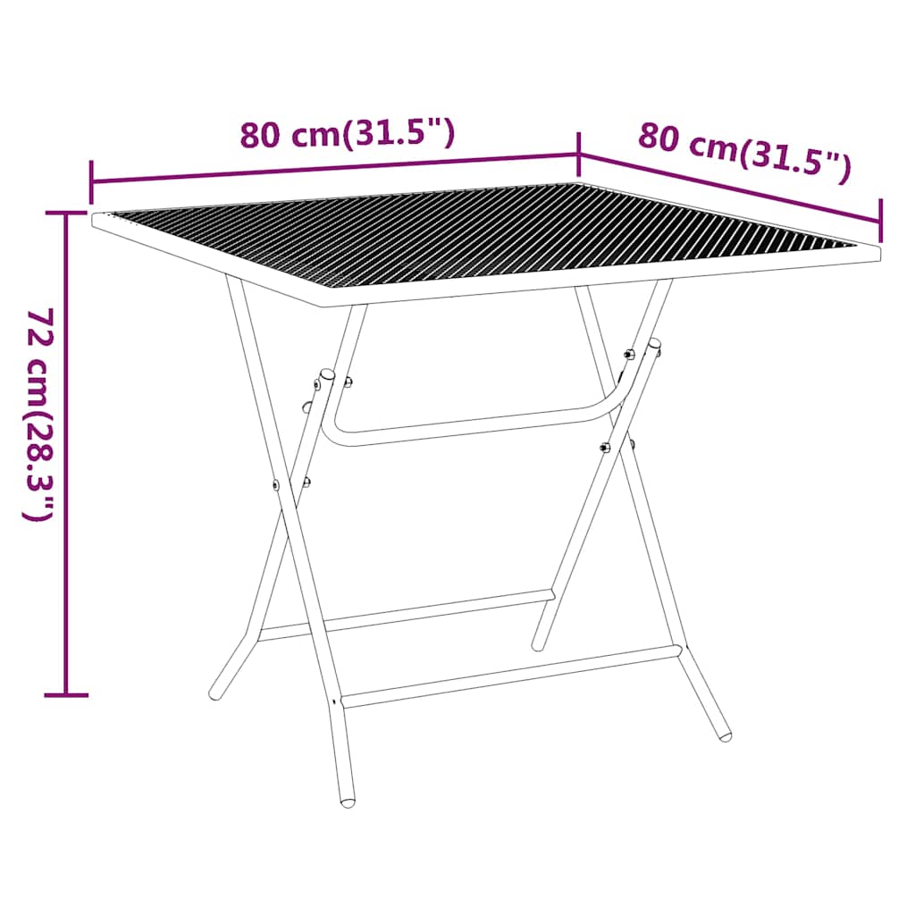 vidaXL Garden Table 80x80x72 cm Expanded Metal Mesh Anthracite