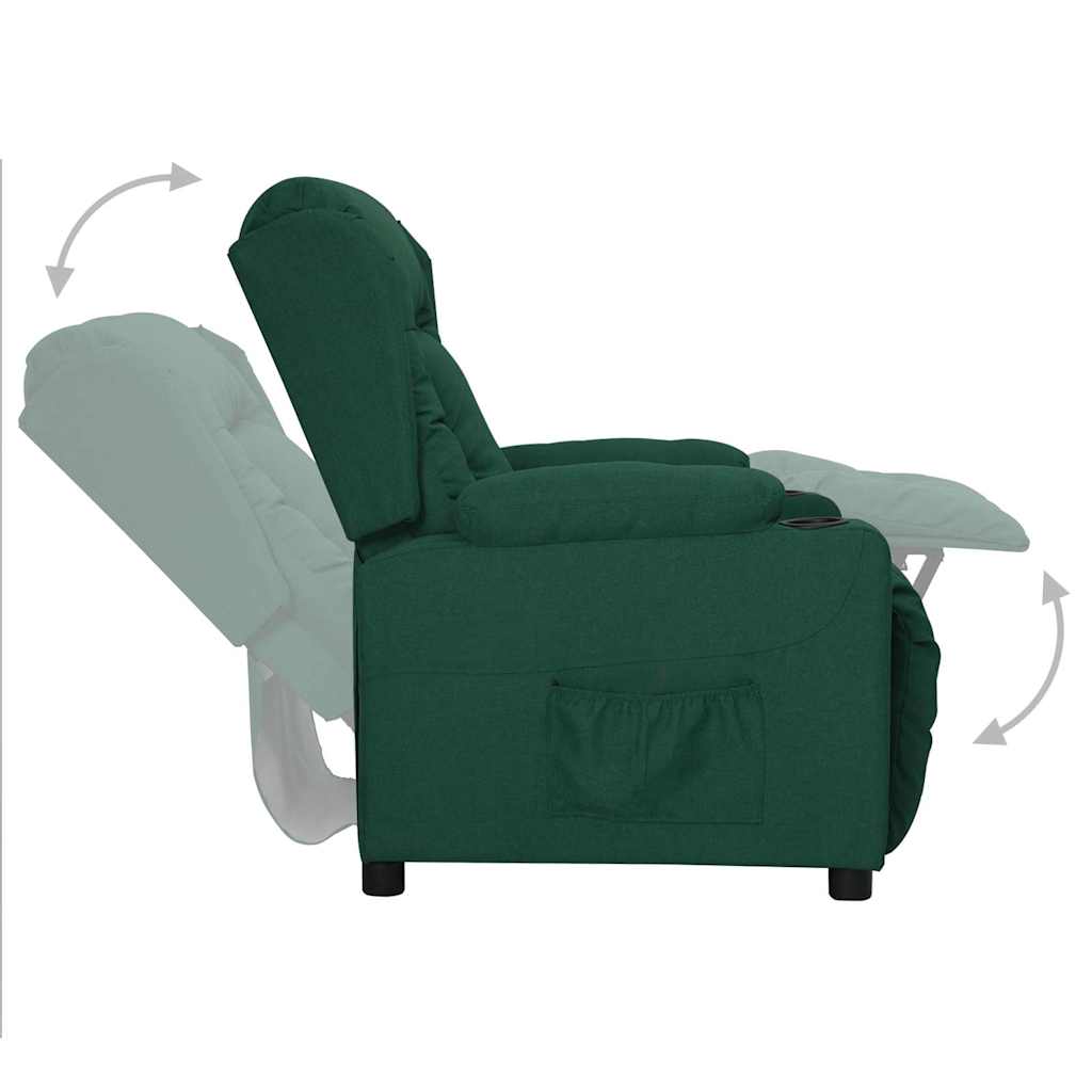 vidaXL Recliner Chair Dark Green Fabric