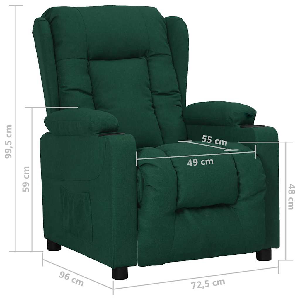 vidaXL Recliner Chair Dark Green Fabric