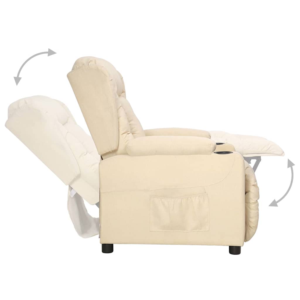 vidaXL Recliner Chair Cream Fabric