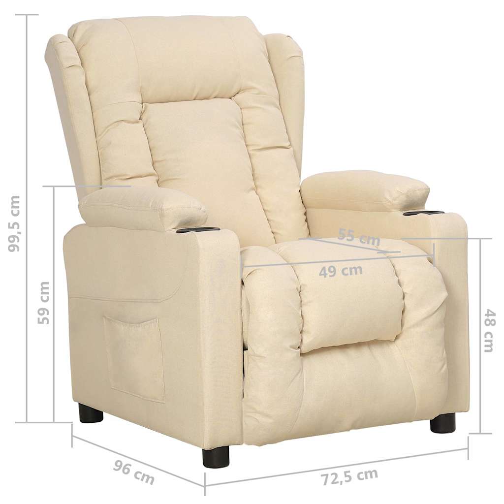 vidaXL Recliner Chair Cream Fabric
