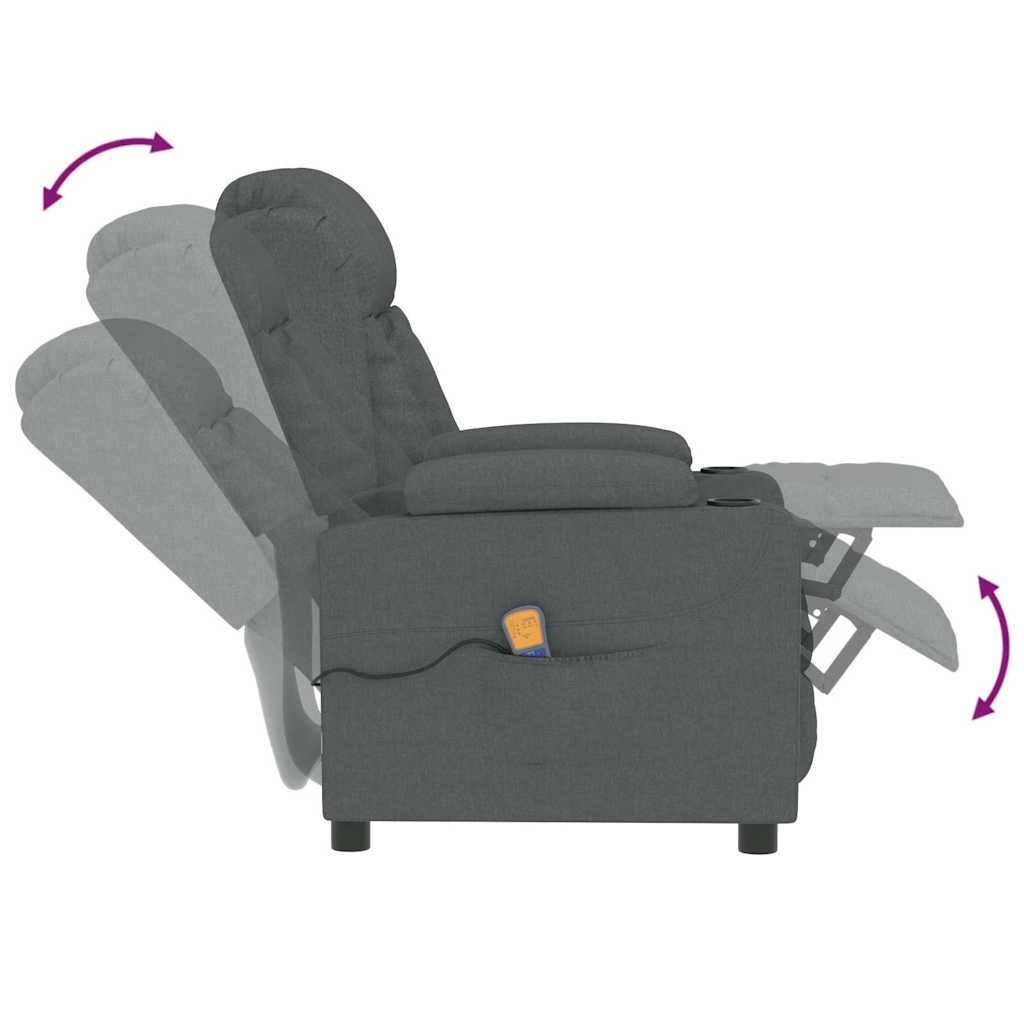 vidaXL Massage Chair Dark Grey Fabric