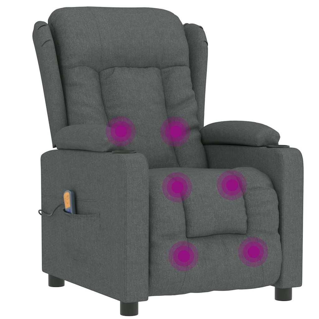 vidaXL Massage Chair Dark Grey Fabric