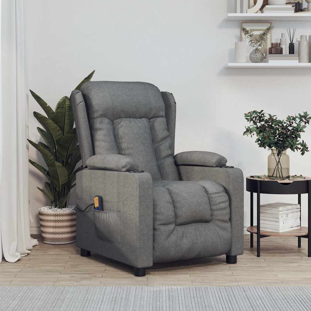 vidaXL Massage Chair Dark Grey Fabric