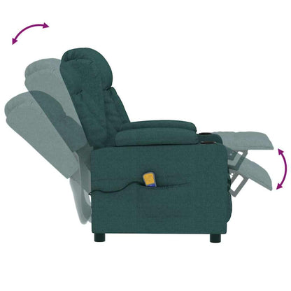 vidaXL Massage Chair Dark Green Fabric