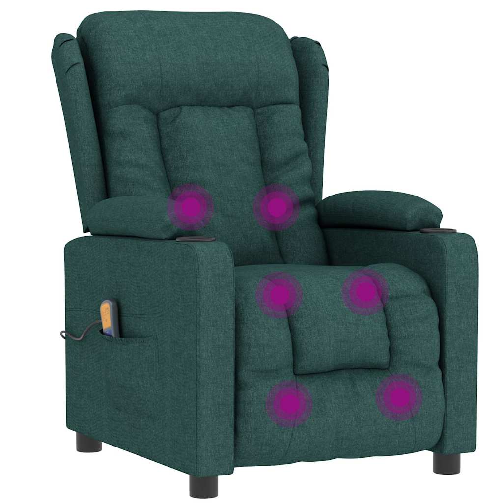 vidaXL Massage Chair Dark Green Fabric