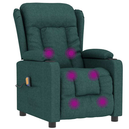 vidaXL Massage Chair Dark Green Fabric
