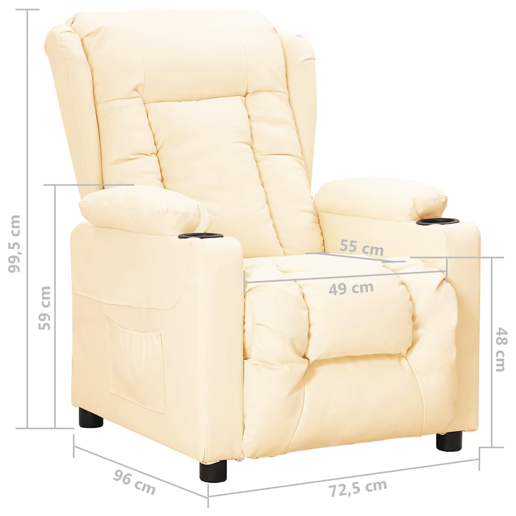 vidaXL Recliner Chair Cream Faux Leather