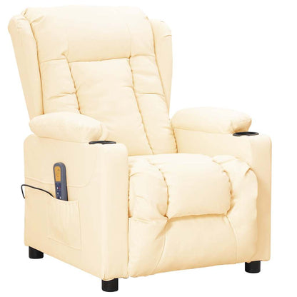 vidaXL Massage Chair Cream Faux Leather