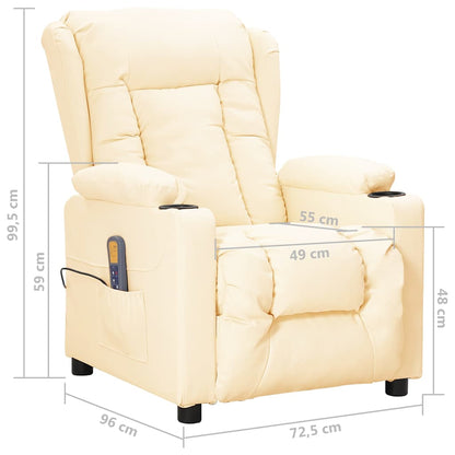vidaXL Massage Chair Cream Faux Leather