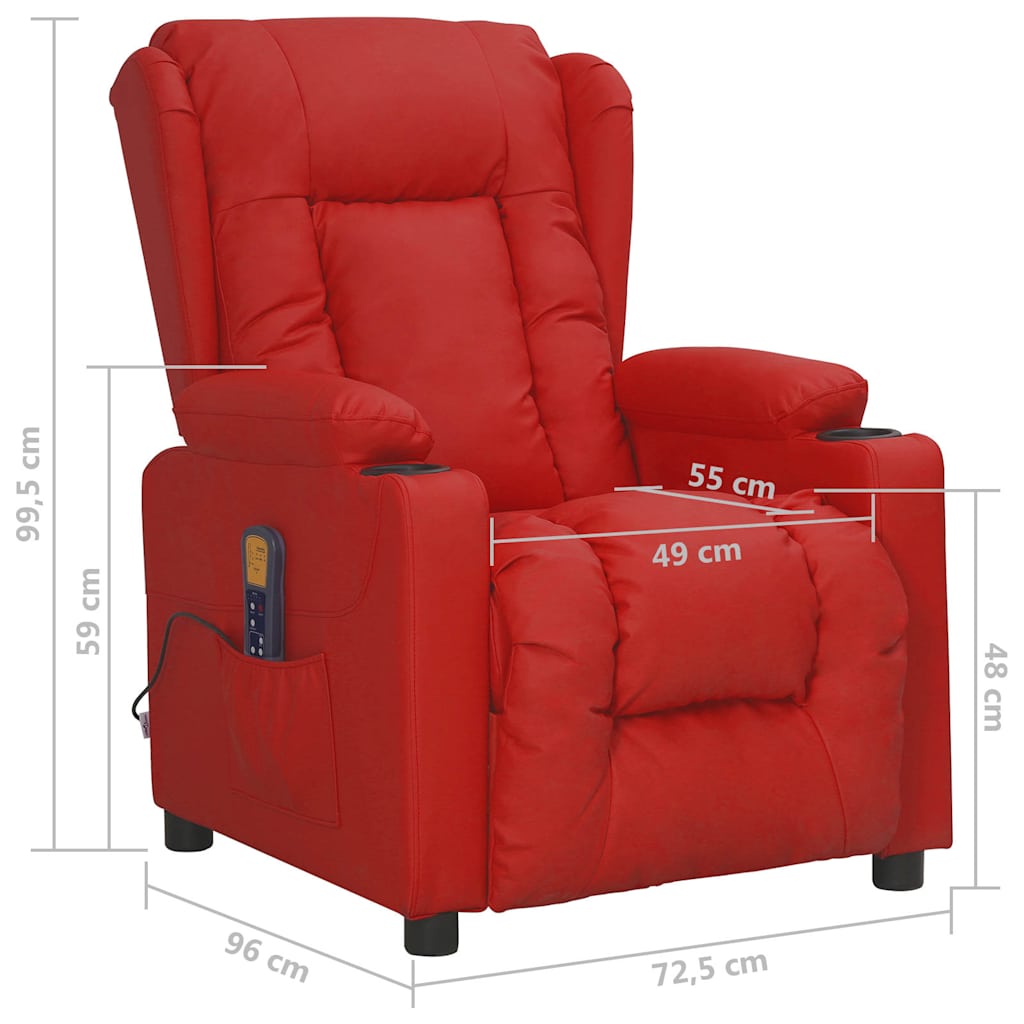 vidaXL Massage Chair Wine Red Faux Leather