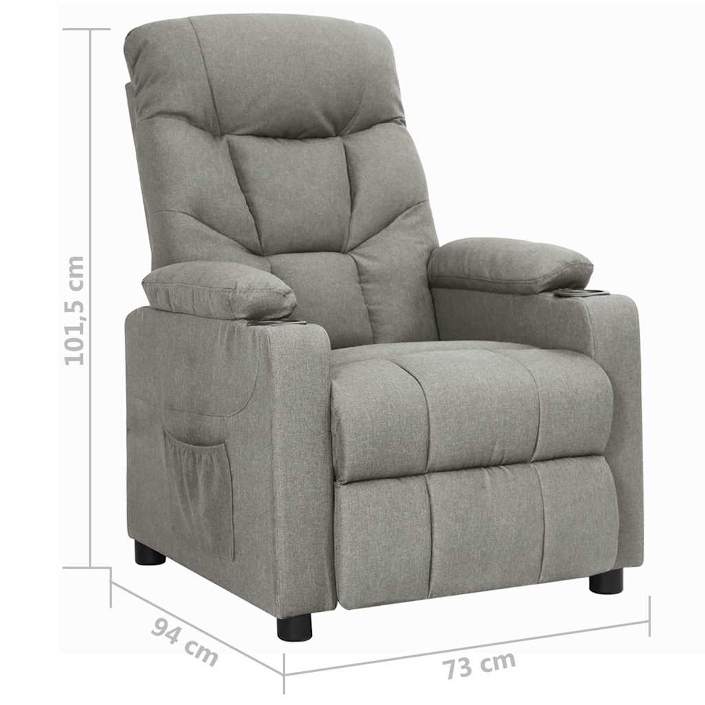 vidaXL Recliner Chair Light Grey Fabric