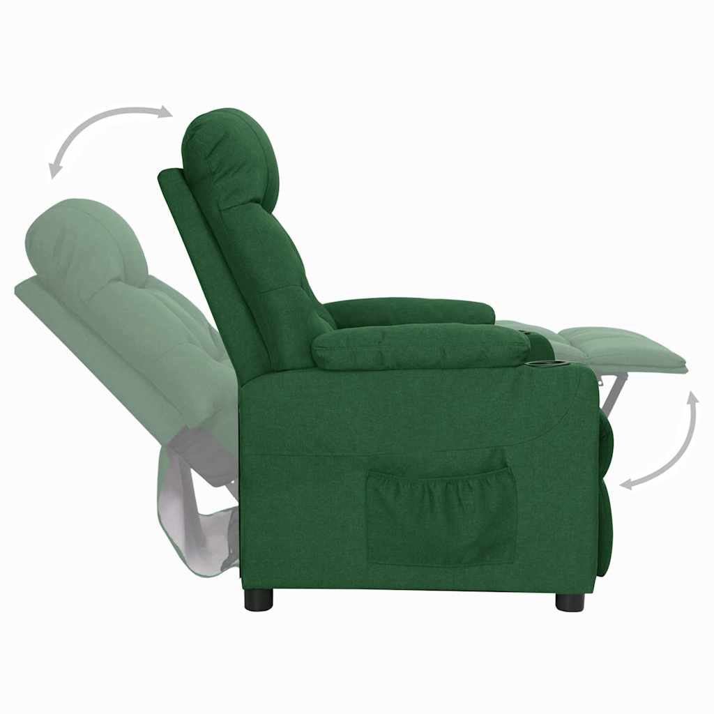 vidaXL Recliner Chair Dark Green Fabric