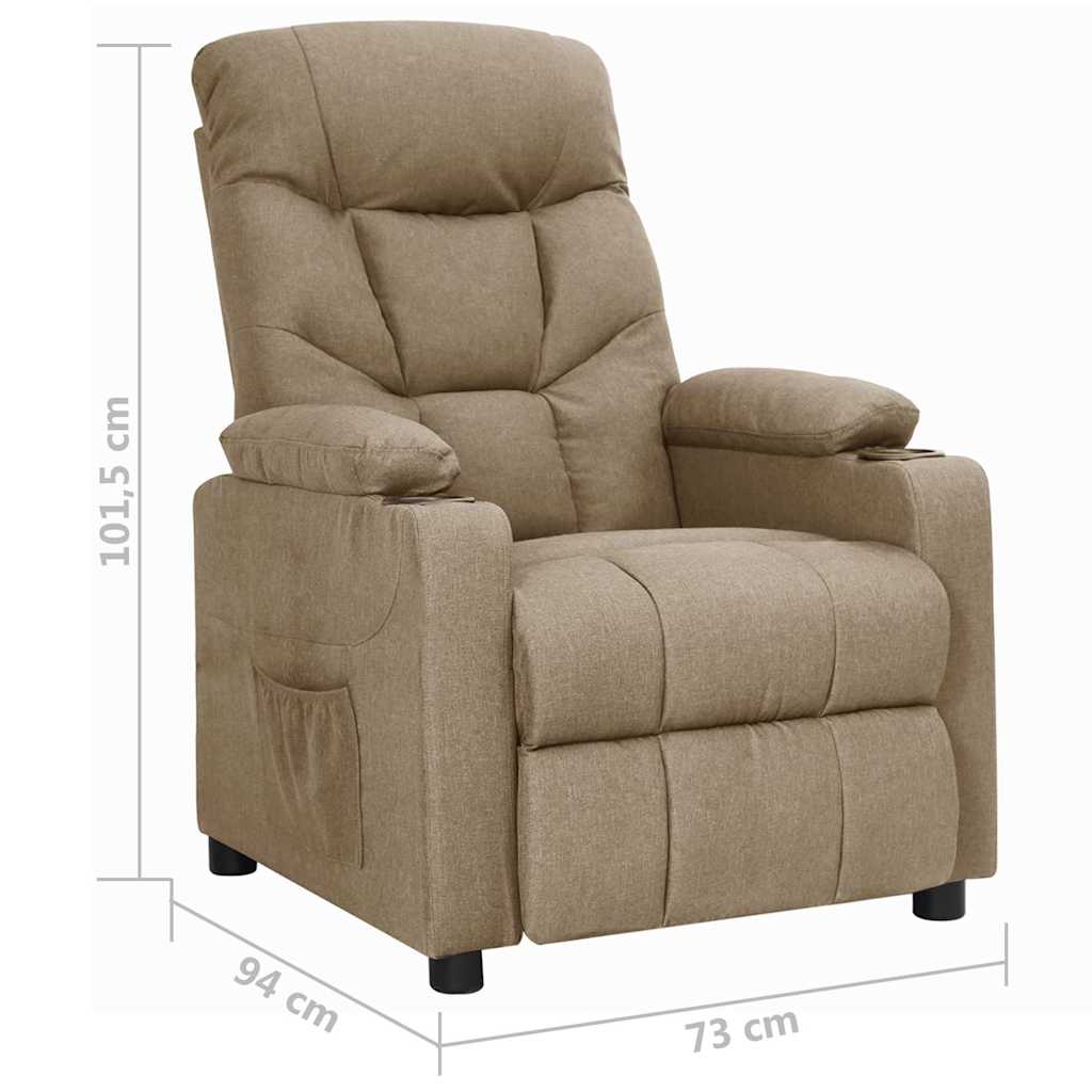 vidaXL Recliner Chair Taupe Fabric