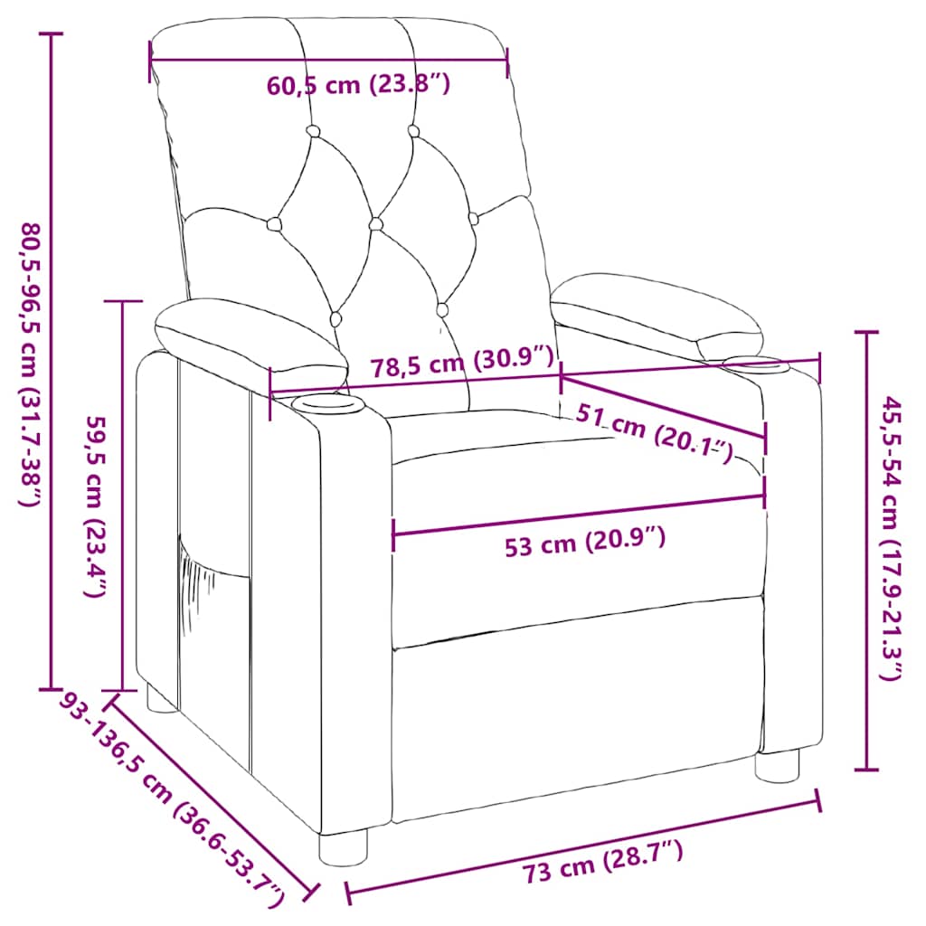 vidaXL Recliner Chair Wine Red Fabric