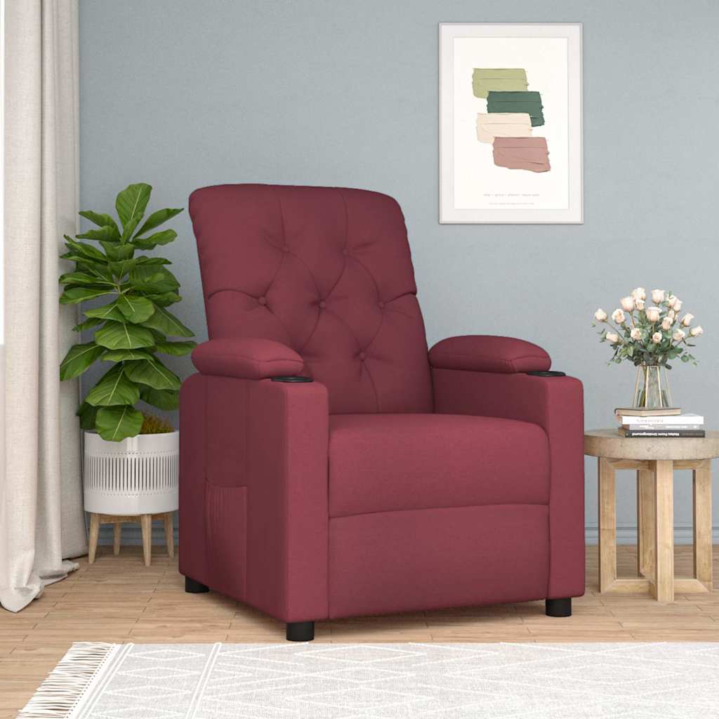 vidaXL Recliner Chair Wine Red Fabric